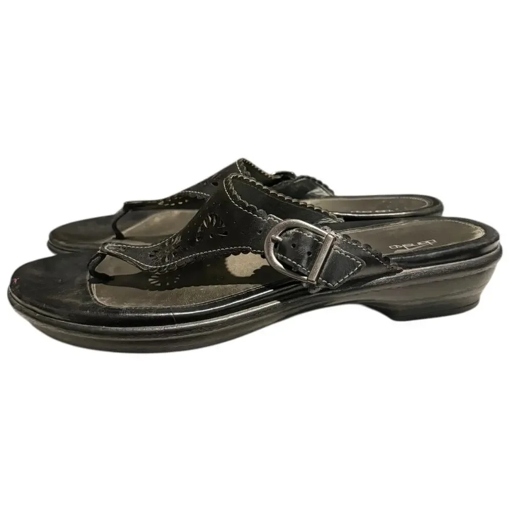 Dansko Women's Pamela Full Grain Leather Sandal Black Size 41 EU 10 US